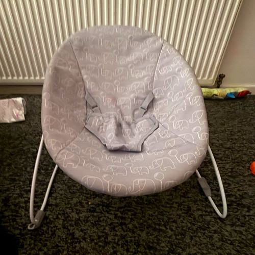 Grey white elephant print - white,